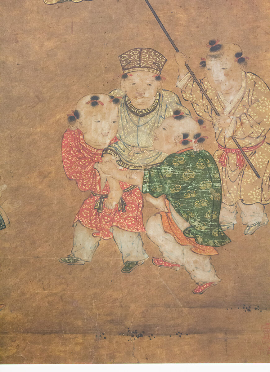 Chinese Children at Play, Isei (Japanese, mid-16th century), Framed painting; ink and color on paper, Japan