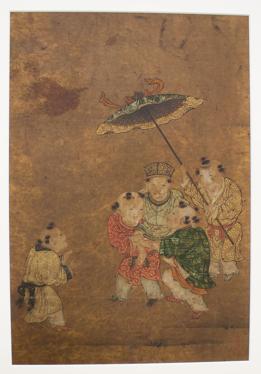 Chinese Children at Play, Isei (Japanese, mid-16th century), Framed painting; ink and color on paper, Japan
