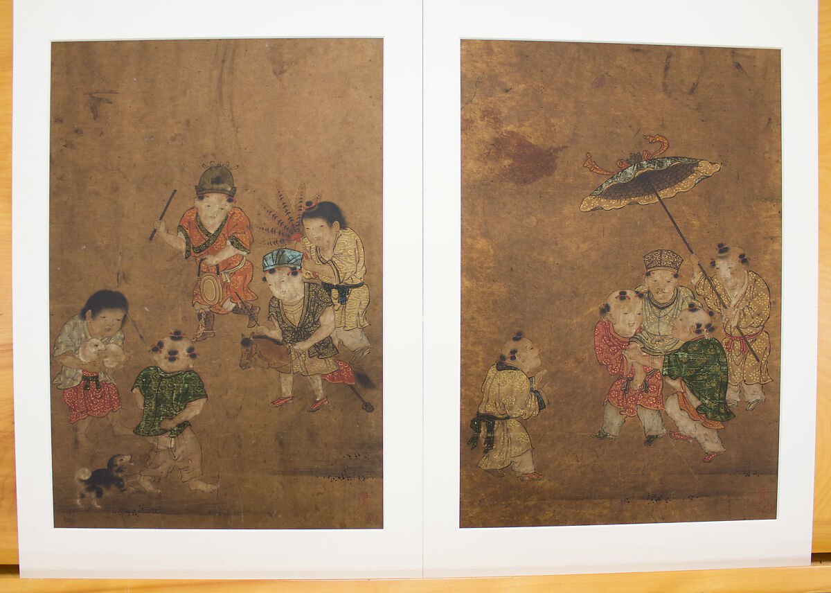 Chinese Children at Play, Isei (Japanese, mid-16th century), Framed painting; ink and color on paper, Japan