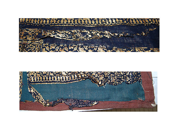 Cover, Cotton, gold leaf, green pigment; plain weave, printed and painted