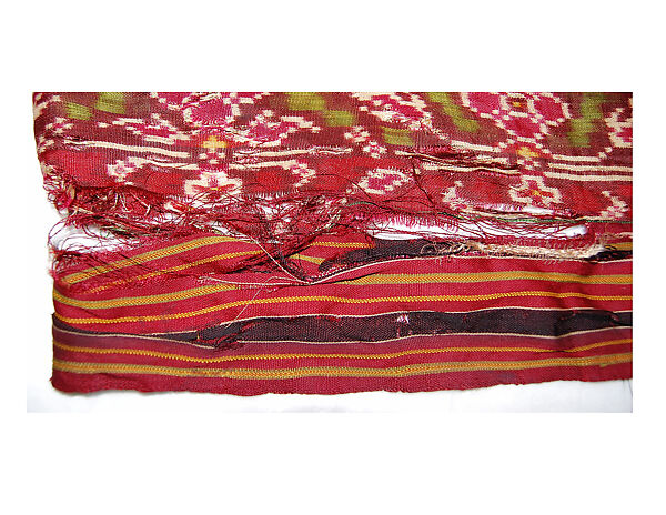 Sari (Patola), Silk, metal wrapped thread; plain weave, resist dyed (double ikat)