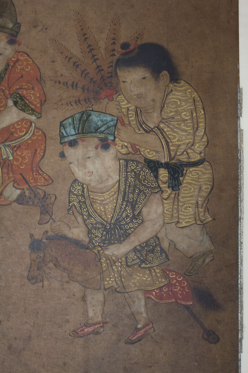 Chinese Children at Play, Isei (Japanese, mid-16th century), Framed painting; ink and color on paper, Japan