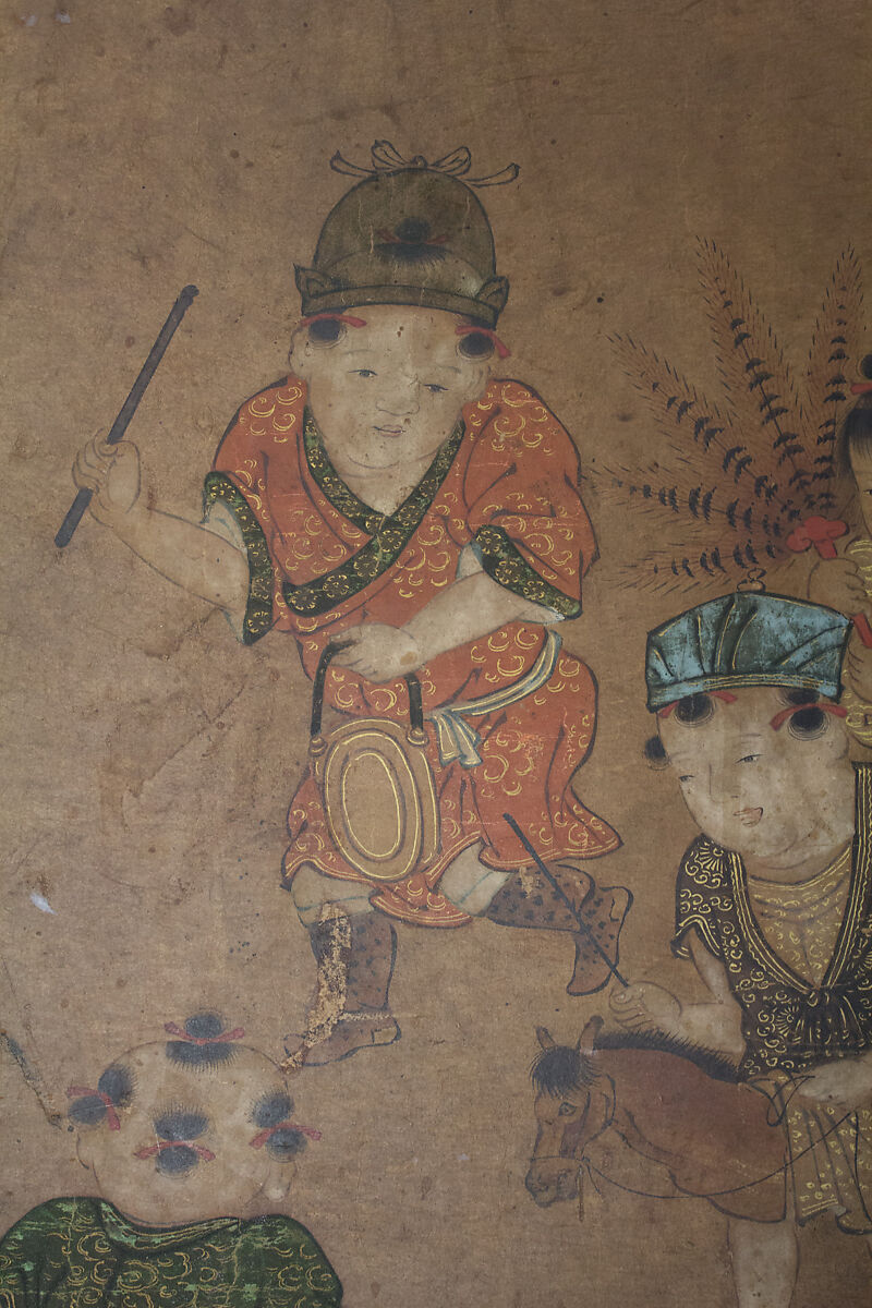 Chinese Children at Play, Isei (Japanese, mid-16th century), Framed painting; ink and color on paper, Japan