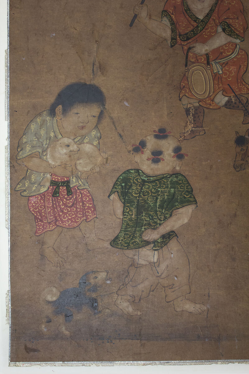 Chinese Children at Play, Isei (Japanese, mid-16th century), Framed painting; ink and color on paper, Japan