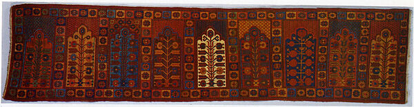 Carpet, Wool; asymmetrically knotted pile 