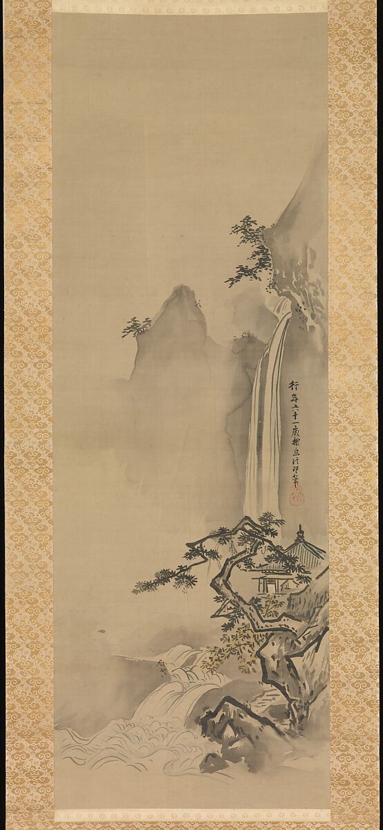 Summer Landscape, Kano Tan'yū (Japanese, 1602–1674), One from a set of three hanging scrolls; ink and color on silk, Japan