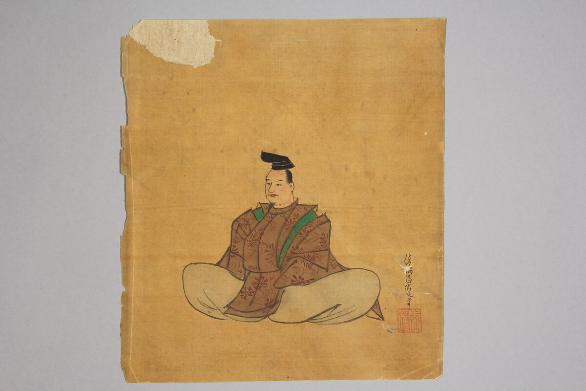 Imaginary Portraits of Famous Poets, Kano Shōun (1637–1702), Eighteen unmounted shikishi leaves; ink and color on silk, Japan 