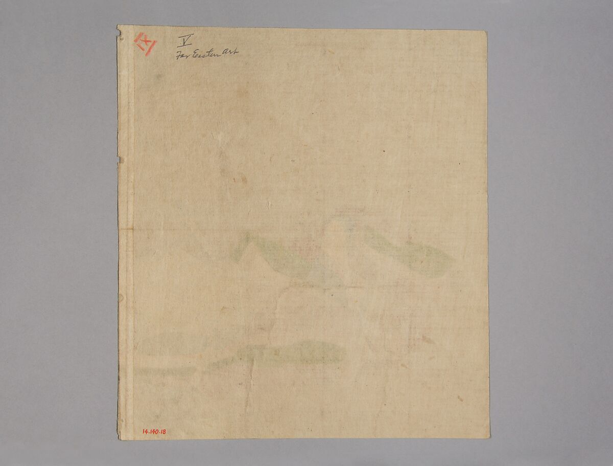 Immortal Poet, Kano Shōun (1637–1702), Unmounted shikisi leaf; ink and color on silk, Japan
