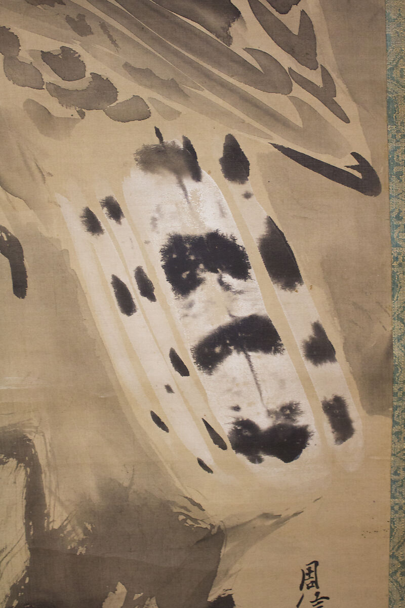Eagle, Kano Chikanobu (Japanese, 1660–1728), Hanging scroll; ink and color on silk, Japan