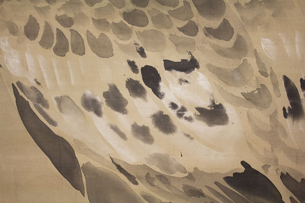 Eagle, Kano Chikanobu (Japanese, 1660–1728), Hanging scroll; ink and color on silk, Japan