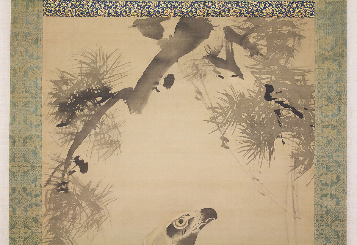 Eagle, Kano Chikanobu (Japanese, 1660–1728), Hanging scroll; ink and color on silk, Japan