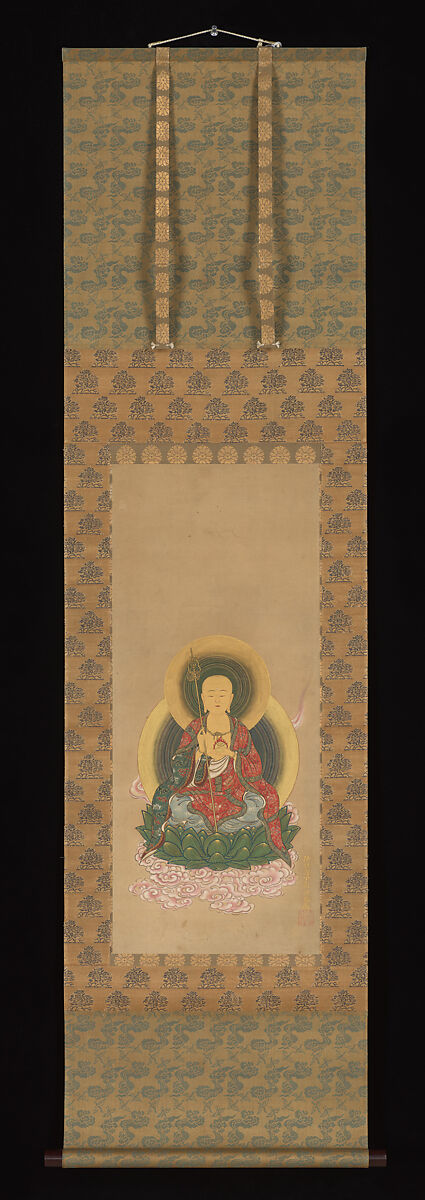 Jizō Bosatsu, Hanabusa Itchō (Japanese, 1652–1724), Hanging scroll; ink, color, and gold paint on paper, Japan