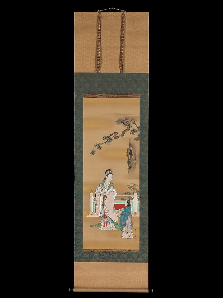 Queen Mother of the West, Kano Osanobu (Japanese, 1796–1846), Hanging scroll; ink and color on silk, Japan