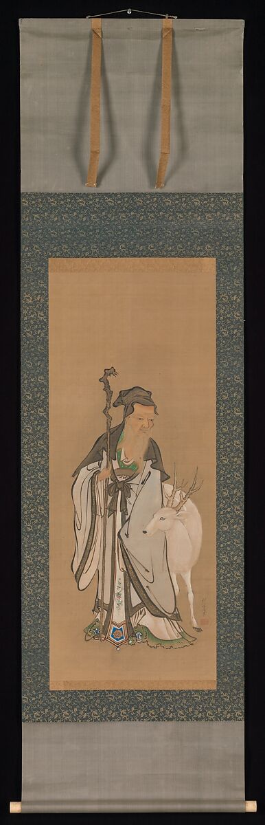 Jurōjin, Kano Tanshin (Moromichi) (Japanese, 1785–1835), Hanging scroll; ink on silk, Japan