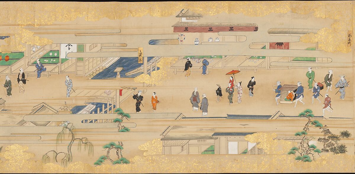 Street Scenes in Kyoto, Handscroll; ink and color on paper, Japan
