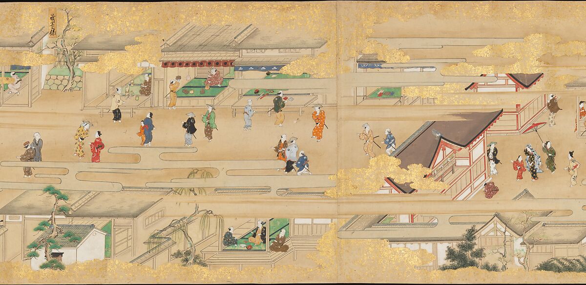 Street Scenes in Kyoto, Handscroll; ink and color on paper, Japan