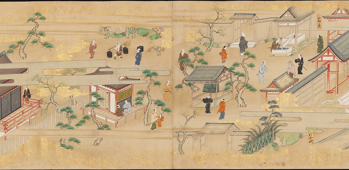 Street Scenes in Kyoto, Handscroll; ink and color on paper, Japan