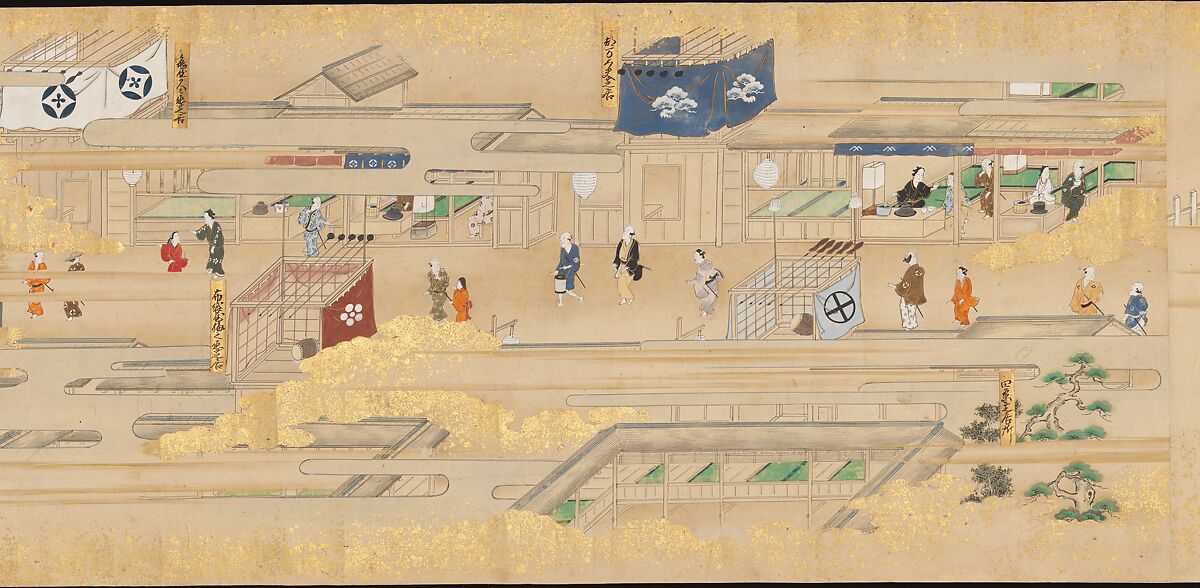 Street Scenes in Kyoto, Handscroll; ink and color on paper, Japan