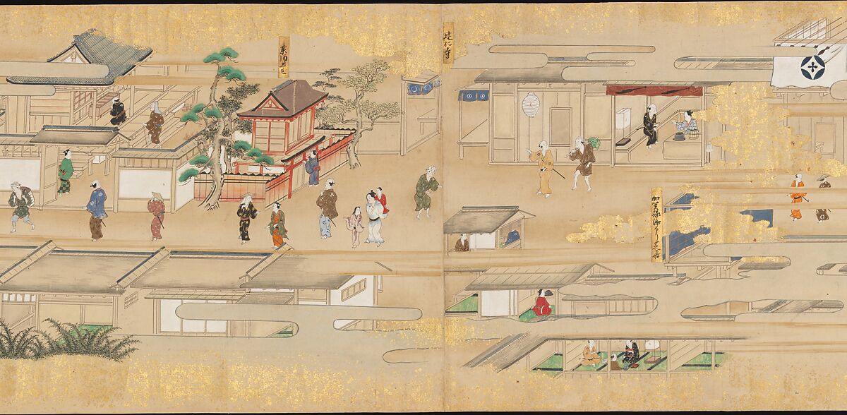 Street Scenes in Kyoto, Handscroll; ink and color on paper, Japan