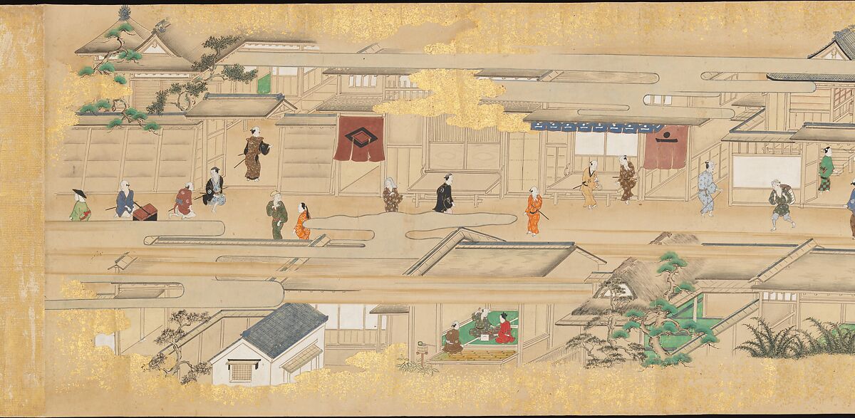 Street Scenes in Kyoto, Handscroll; ink and color on paper, Japan