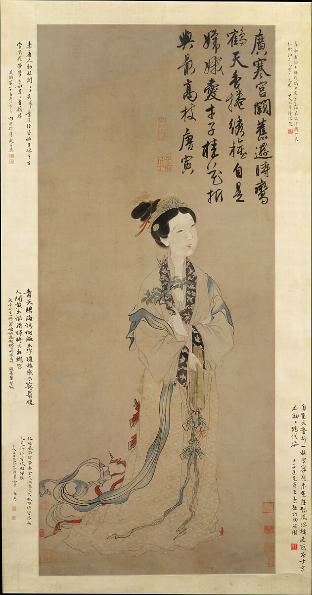 The Moon Goddess Chang E, Unidentified artist, Hanging scroll; ink and color on paper, China 