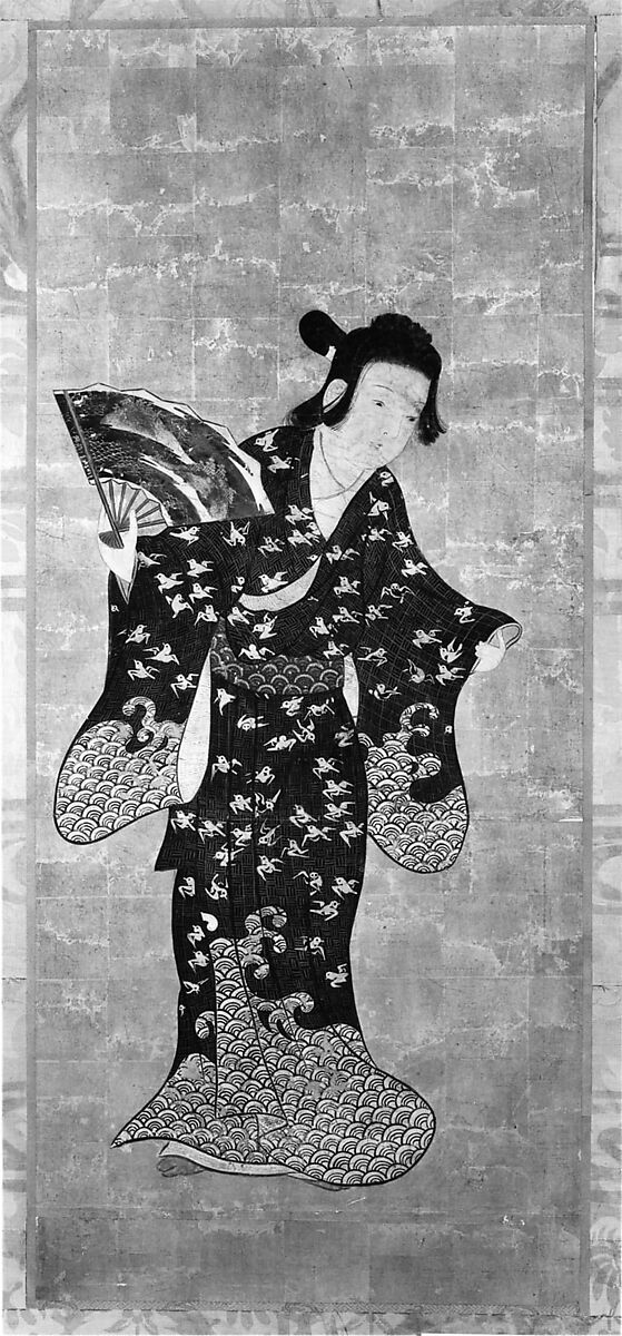 Dancers, Six-panel folding screen; ink, color, and gold on paper, Japan