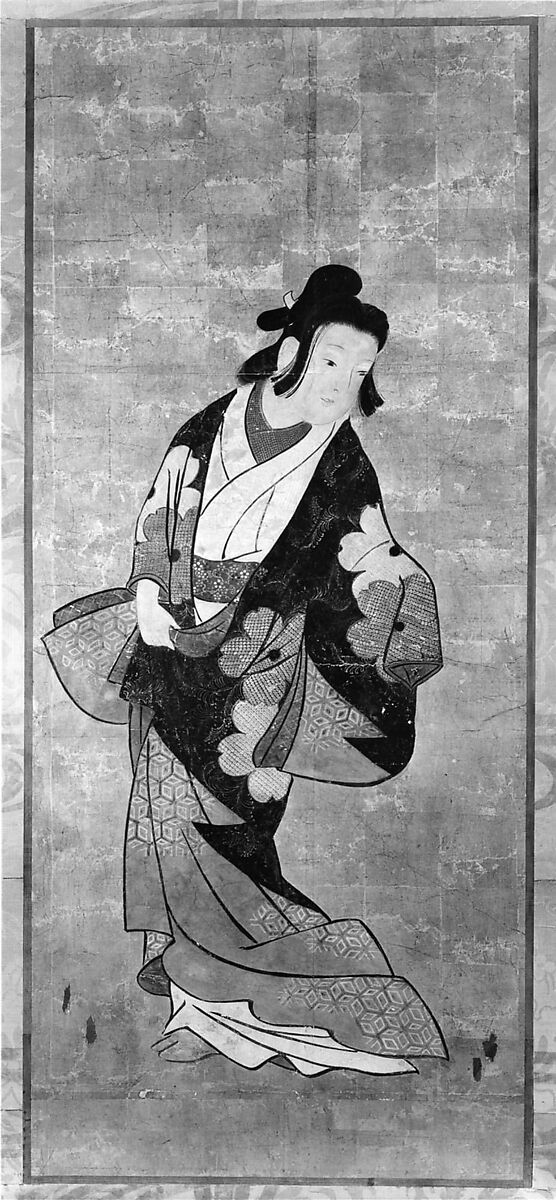 Dancers, Six-panel folding screen; ink, color, and gold on paper, Japan