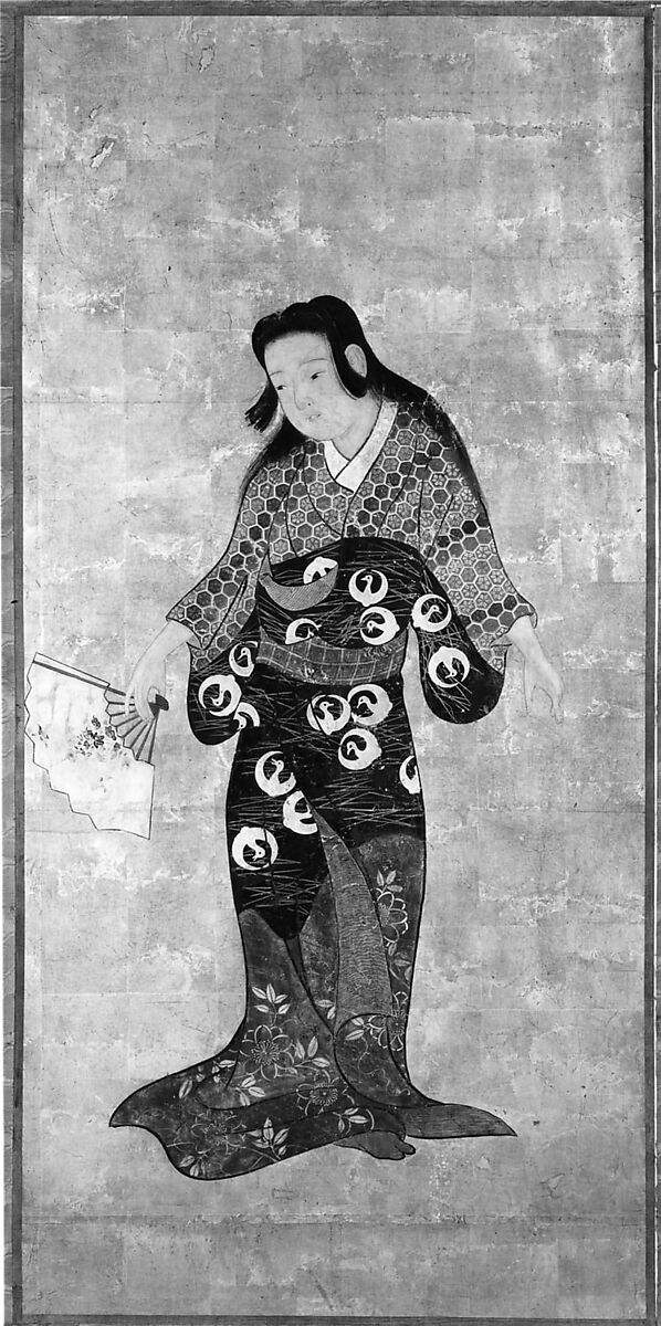 Dancers, Six-panel folding screen; ink, color, and gold on paper, Japan