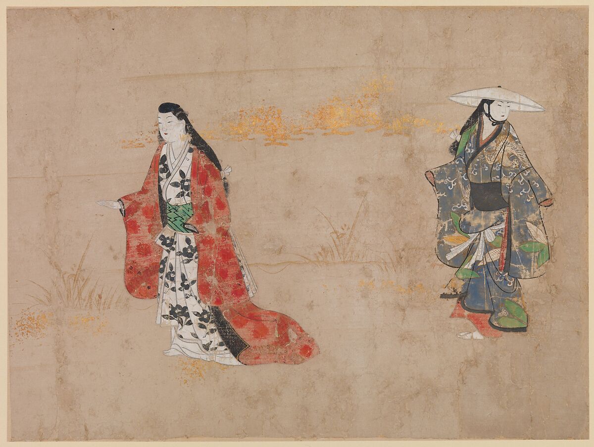 Beauties and Young Gallants, Album leaves; ink and color on paper, Japan 