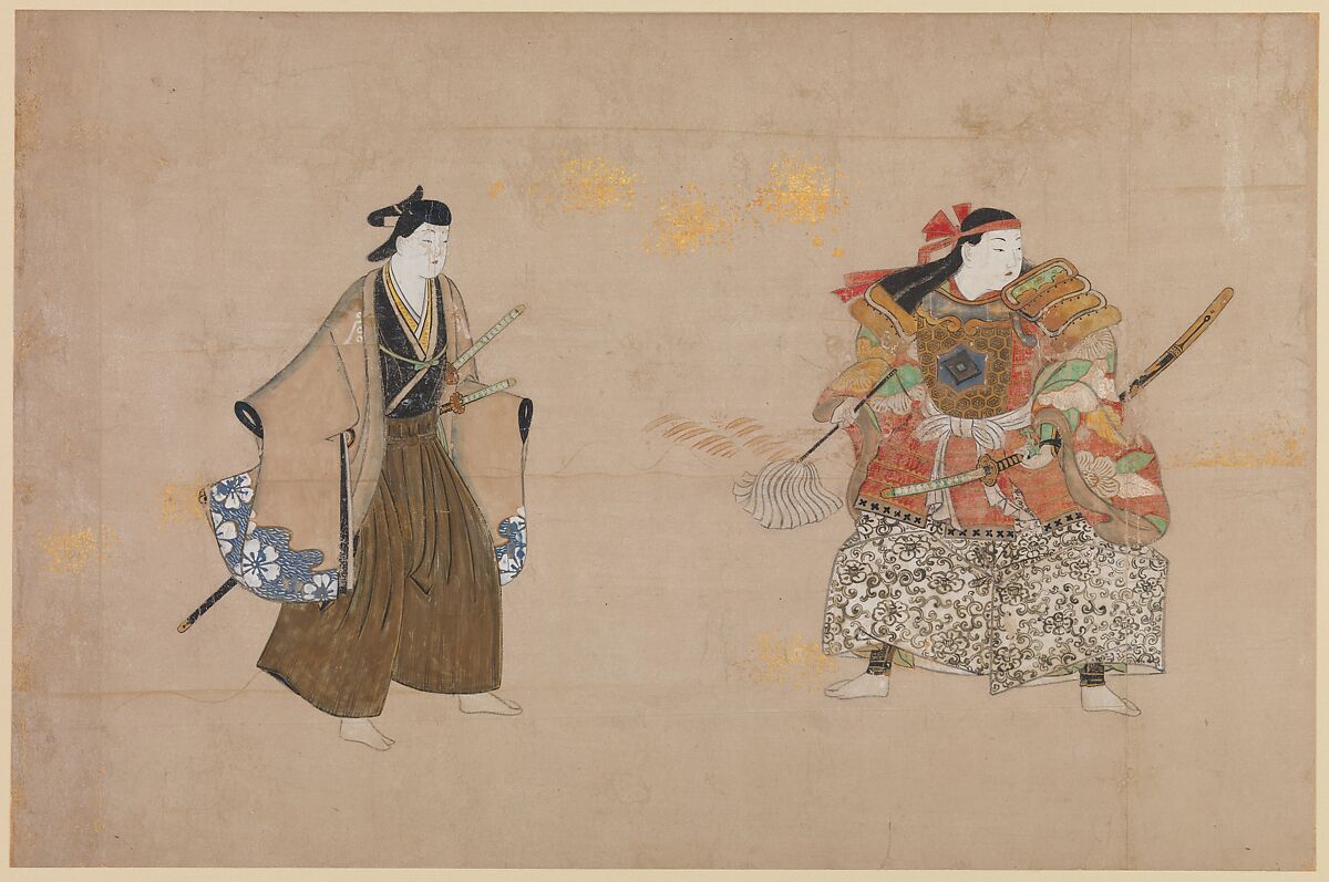 Beauties and Young Gallants, Album leaves; ink and color on paper, Japan