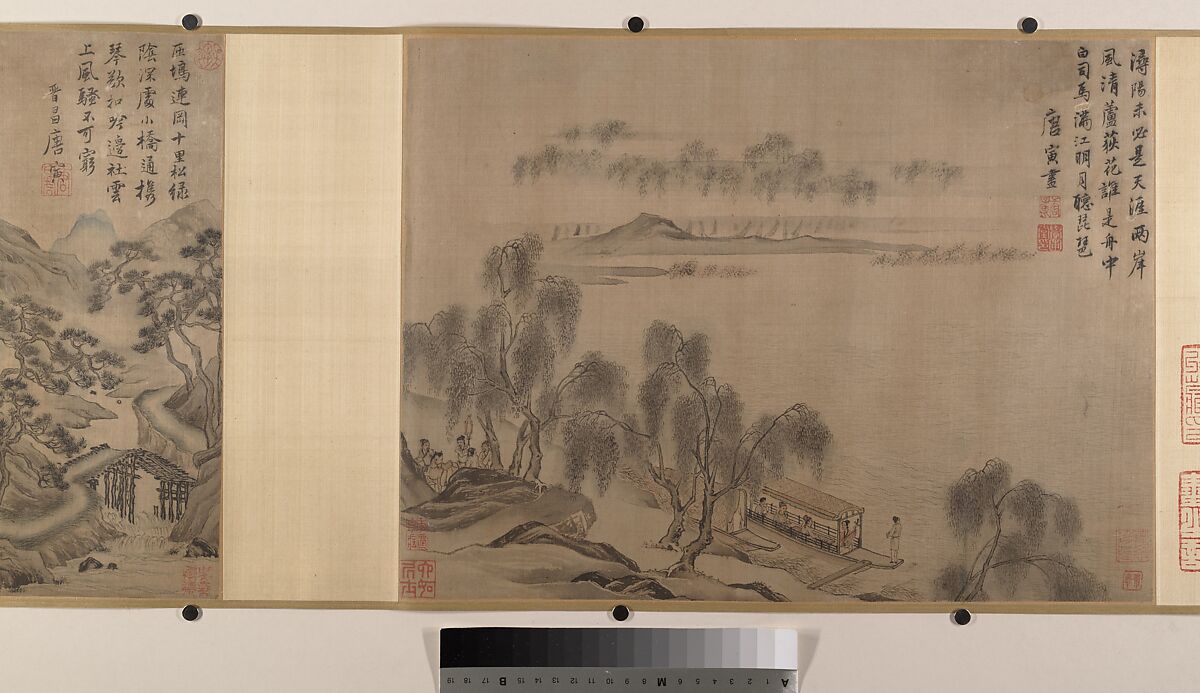 Landscapes, Tang Yin (Chinese, 1470–1524), Eight album leaves mounted as a handscroll; ink and color on silk, China