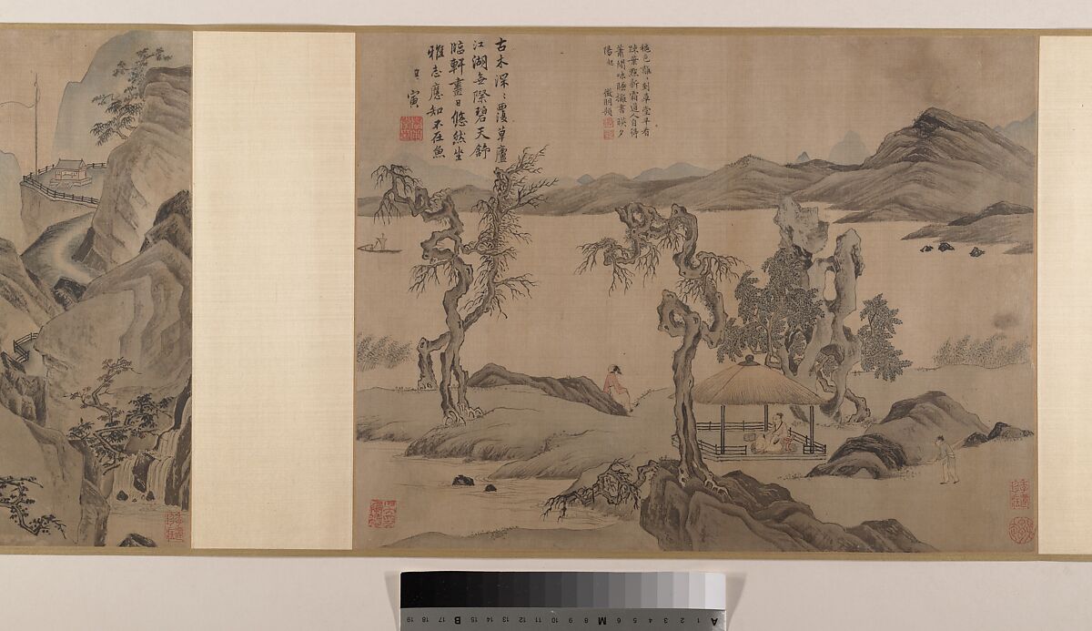 Landscapes, Tang Yin (Chinese, 1470–1524), Eight album leaves mounted as a handscroll; ink and color on silk, China