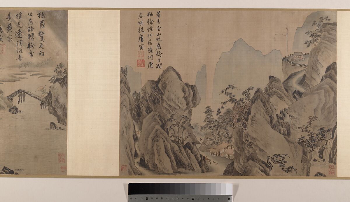Landscapes, Tang Yin (Chinese, 1470–1524), Eight album leaves mounted as a handscroll; ink and color on silk, China