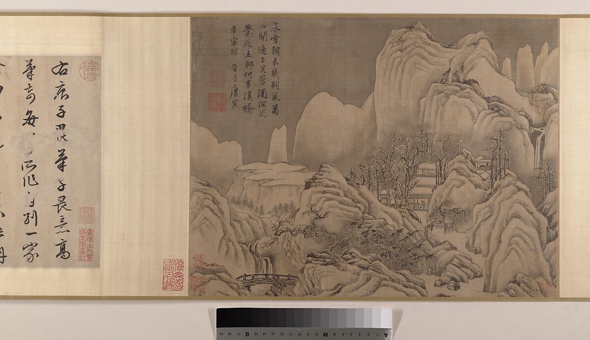 Landscapes, Tang Yin (Chinese, 1470–1524), Eight album leaves mounted as a handscroll; ink and color on silk, China