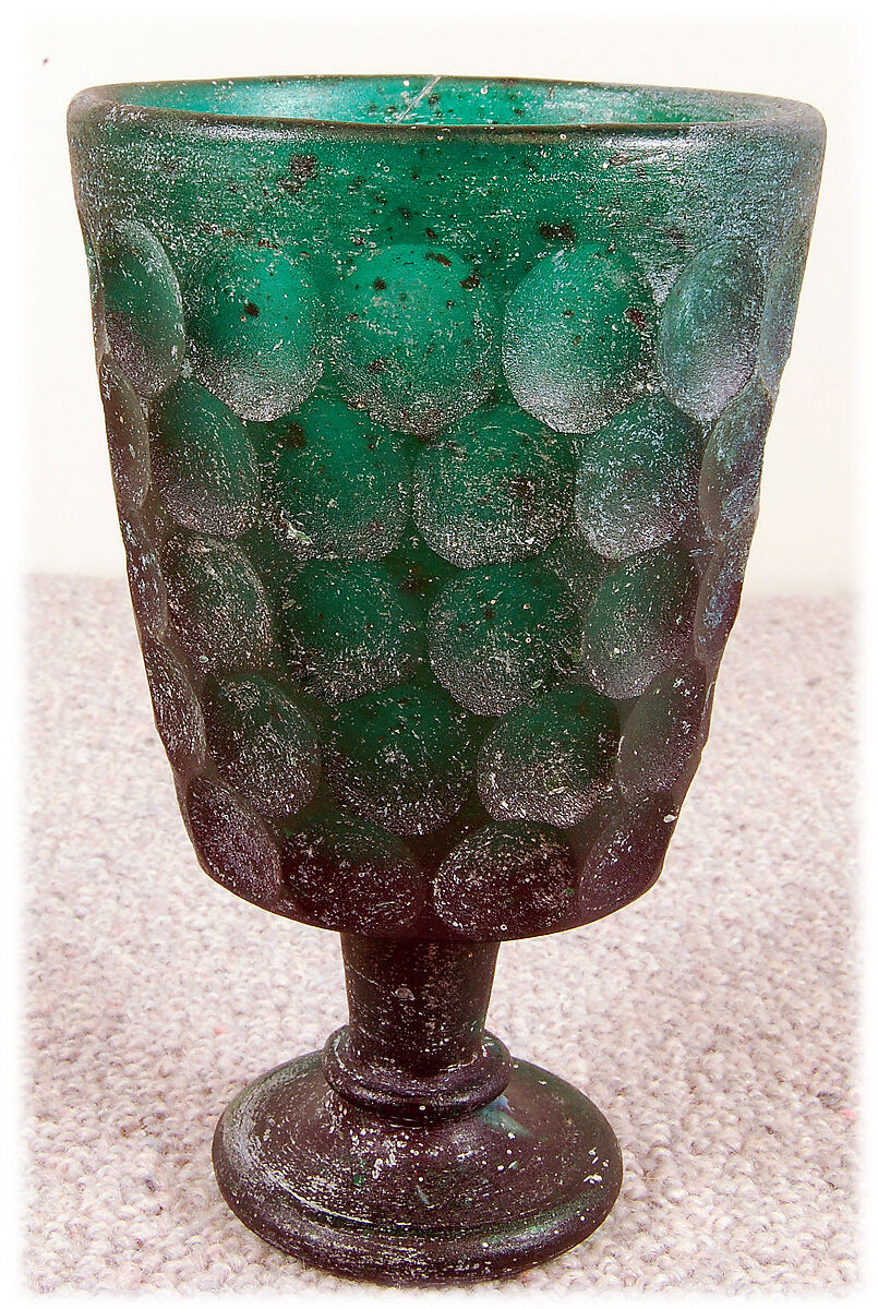 Footed Goblet, Glass; cast and facet cut