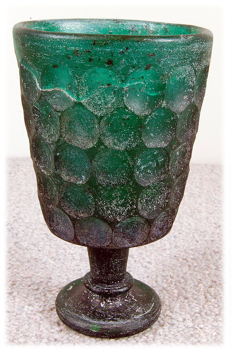 Footed Goblet, Glass; cast and facet cut