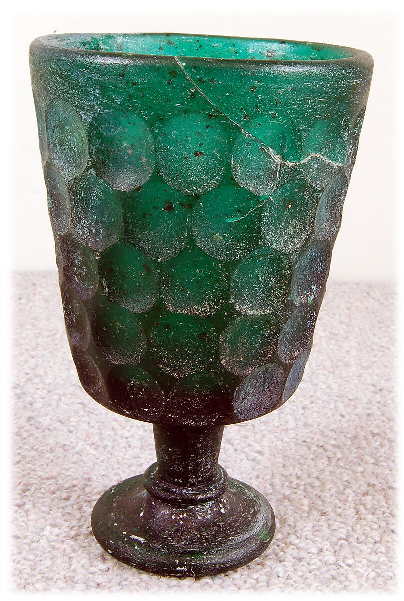 Footed Goblet, Glass; cast and facet cut