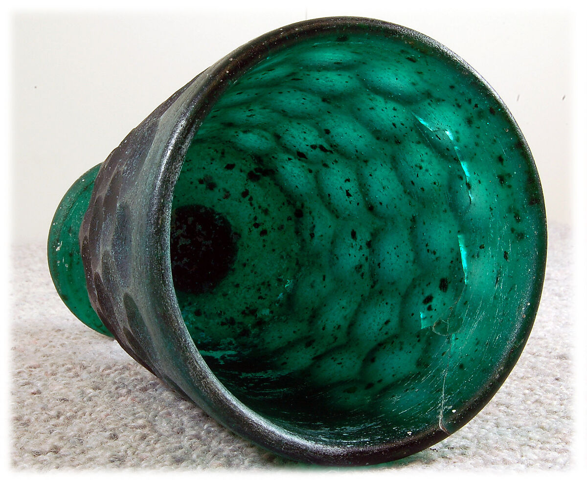 Footed Goblet, Glass; cast and facet cut