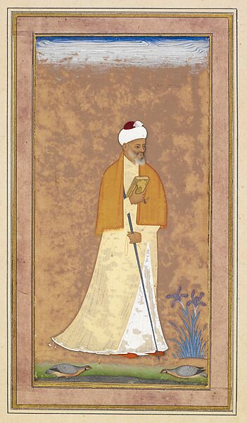 A Mullah, Attributed to the "Bodleian painter", Ink, opaque watercolor, and gold on paper 