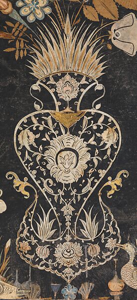 Album Page with Découpé Vase, Insects, and Birds, Gouache on black paper with colored and white decoupage