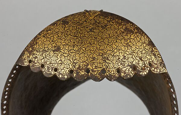 Armored shoes with koftgari decoration, Gilded steel (koftgari)