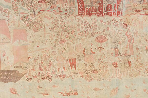 Reception of a Dutch Ambassador, Cotton; plain weave, mordant-painted and dyed, resist-dyed