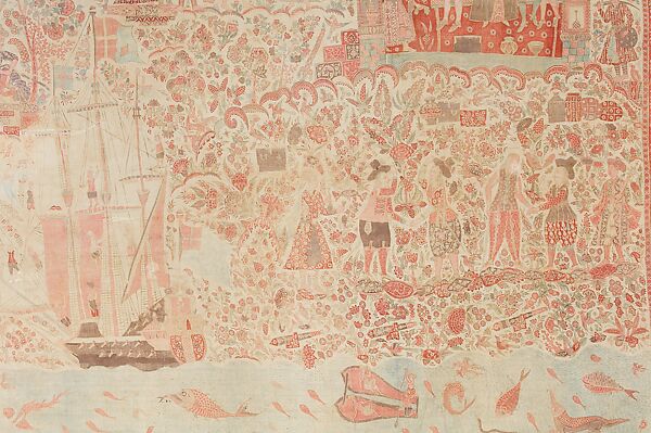 Reception of a Dutch Ambassador, Cotton; plain weave, mordant-painted and dyed, resist-dyed