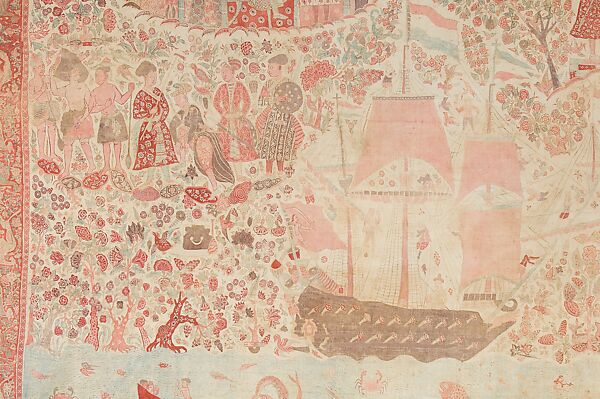 Reception of a Dutch Ambassador, Cotton; plain weave, mordant-painted and dyed, resist-dyed