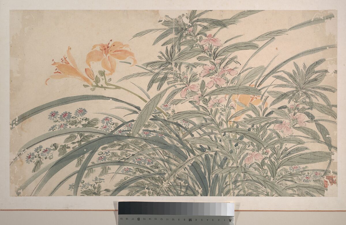 Garden Flowers, After Chen Chun (Chinese, 1483–1544), Album of sixteen paintings and one leaf of calligraphy; ink and color on paper, China