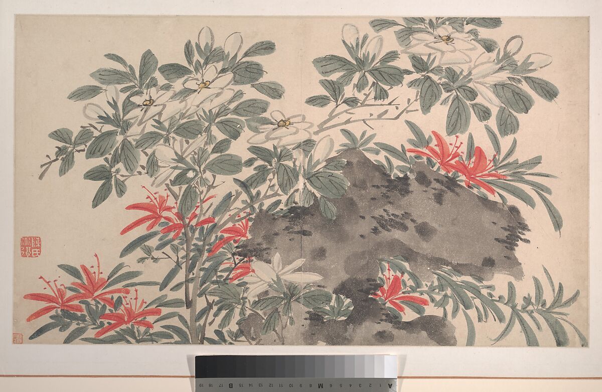 Garden Flowers, After Chen Chun (Chinese, 1483–1544), Album of sixteen paintings and one leaf of calligraphy; ink and color on paper, China