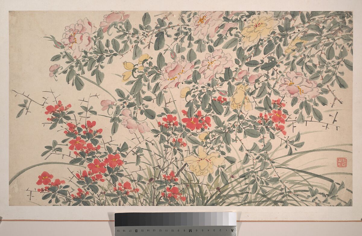 Garden Flowers, After Chen Chun (Chinese, 1483–1544), Album of sixteen paintings and one leaf of calligraphy; ink and color on paper, China