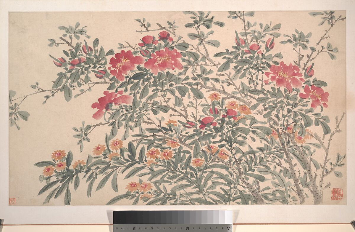 Garden Flowers, After Chen Chun (Chinese, 1483–1544), Album of sixteen paintings and one leaf of calligraphy; ink and color on paper, China