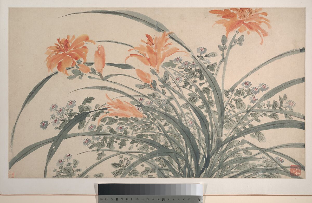 Garden Flowers, After Chen Chun (Chinese, 1483–1544), Album of sixteen paintings and one leaf of calligraphy; ink and color on paper, China