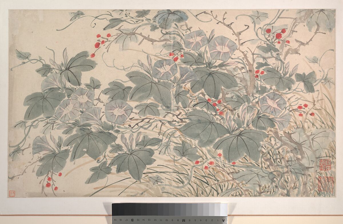 Garden Flowers, After Chen Chun (Chinese, 1483–1544), Album of sixteen paintings and one leaf of calligraphy; ink and color on paper, China